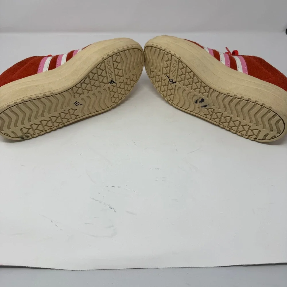 Adidas VL Court Bold Platform Sneaker Red Pink Suede Low Top Women Size 7